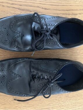 Cole Haan Black Leather Wingtip Oxfords - Men